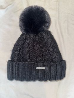 Michael Kors Black Cable Knit Pom Beanie