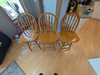 Set of 5 Oak Windsor Bar Stools