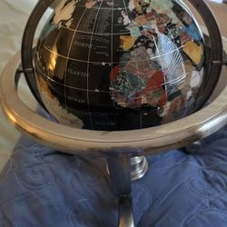 World Globe With Precious Stone Inlay
