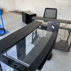 Glass top Desks and Office Chair $50 Each