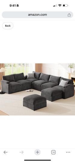 Modular Sectional Sofa Couch for Living Room Velvet Couches Oversized U Shaped Convertible Sleeper Sofa Chaise Detachable Armrest Cushion Cup Holder (