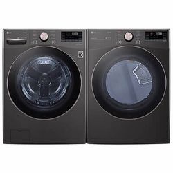 LG Front Load Washer & Electric Dryer Set - Black Steel