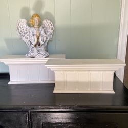 Two wood white shelf