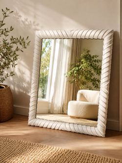 Large Wall Mirror with White Frame