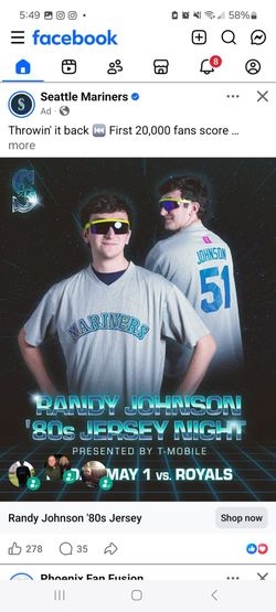 2026 Randy Johnson 80s Jersey XL Seattle Mariners SGA 5/1