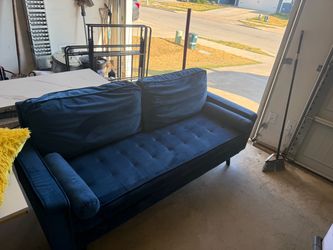 Navy Blue Velvet Tufted Sofa