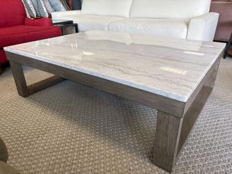 ASHLEY Loyaska Ivory Marble Rectangular Coffee Table