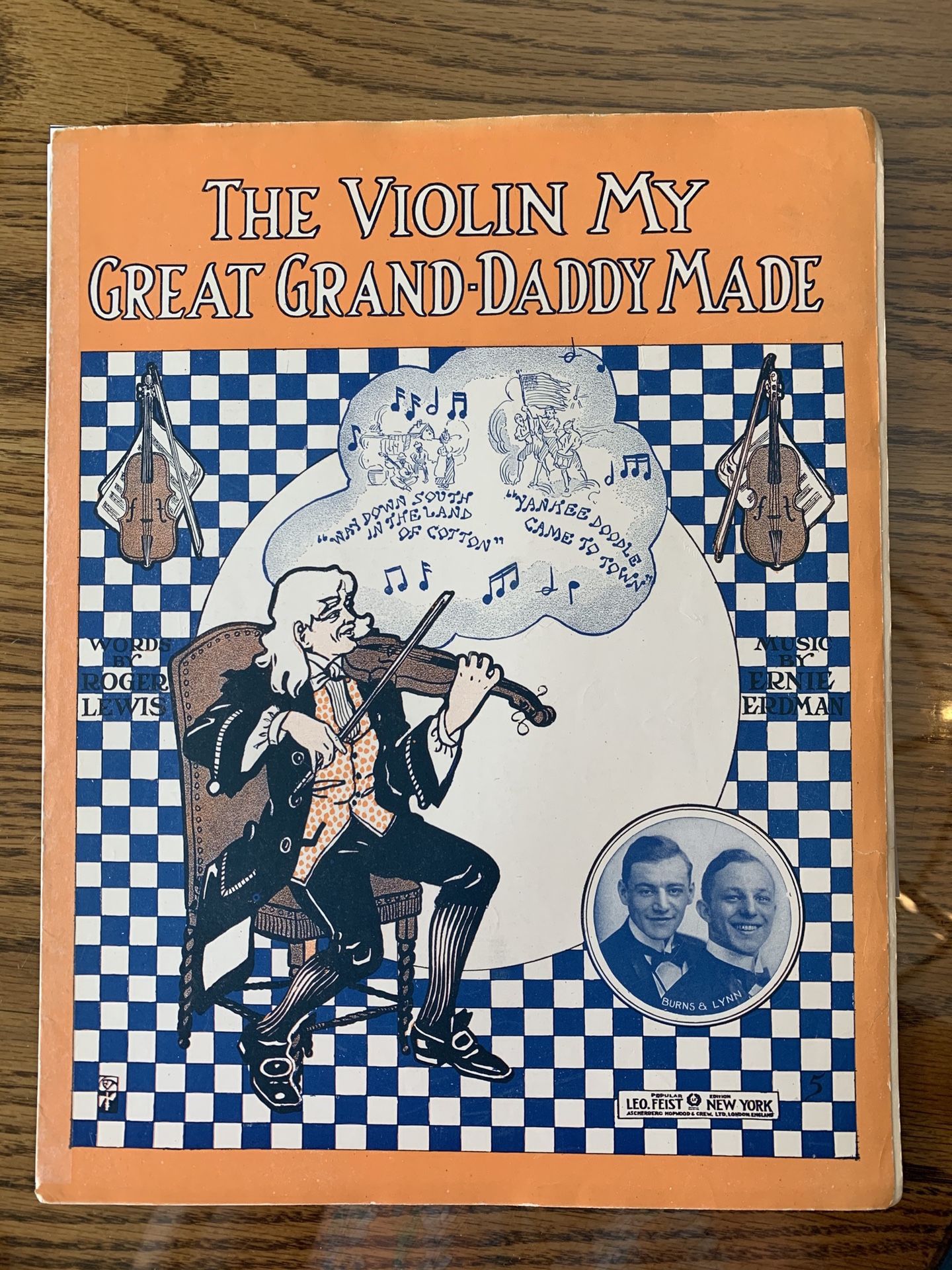 1914 Large Format Antique Sheet Music - The Violin My Great Grand-Daddy Made #030712A1