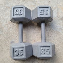 Pair of Iron Dumbbells 35lbs