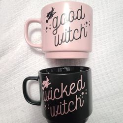 Cobwebs & Cauldrons Wicked Movie Good Witch Pink & Black Mugs