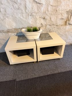 Set of 2 IKEA LACK discontinued side-Cube table Storage Units on Wheels – White