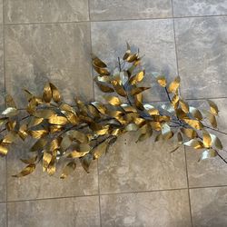 Famous Artist Ron Dirlam Signed MCM Gold Leaf Wall Art 1985