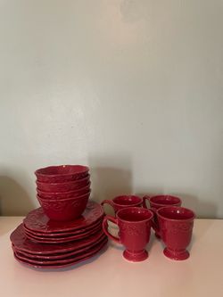 16-Pc Chris Madden JCP Home "Montalira Red" Dinnerware Set - Service for 4