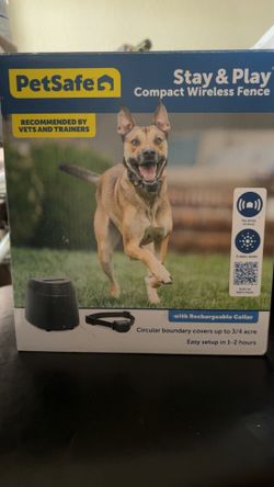 Stay and play, compact wireless fence brand new in box