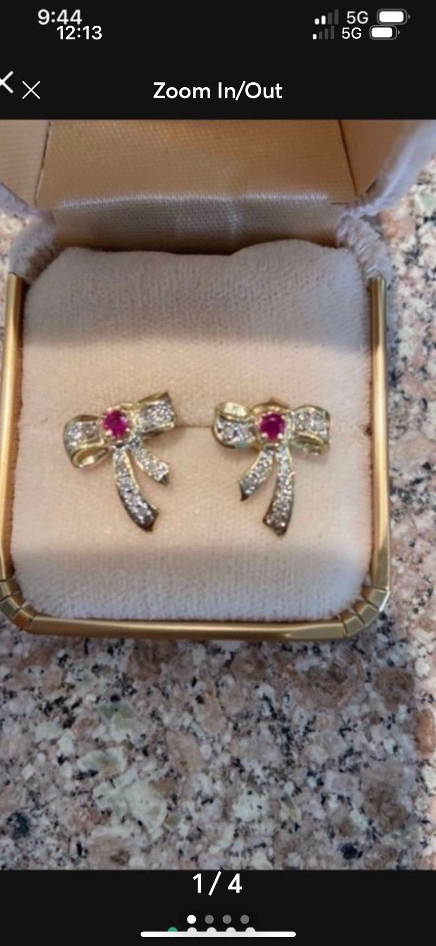 14k Gold Earrings With Ruby & Diamonds 