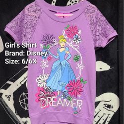 Disney | Girls Purple Cinderella Shirt | Size 6 / 6X