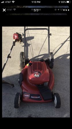 Toro lawnmower and a trimmer