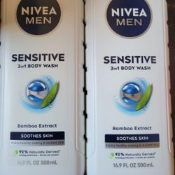 2 NIVEA MEN SENSITIVE BODYWASH (16.9oz Bottles) For $7/$7 Por Los 2