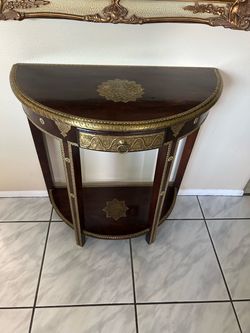 Half Moon Shaped  entry table Espresso & Gold Foil – Mango Wood