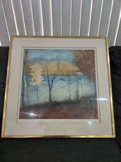Harvey Kidder "Swan Lake" Painting 27" x 27"