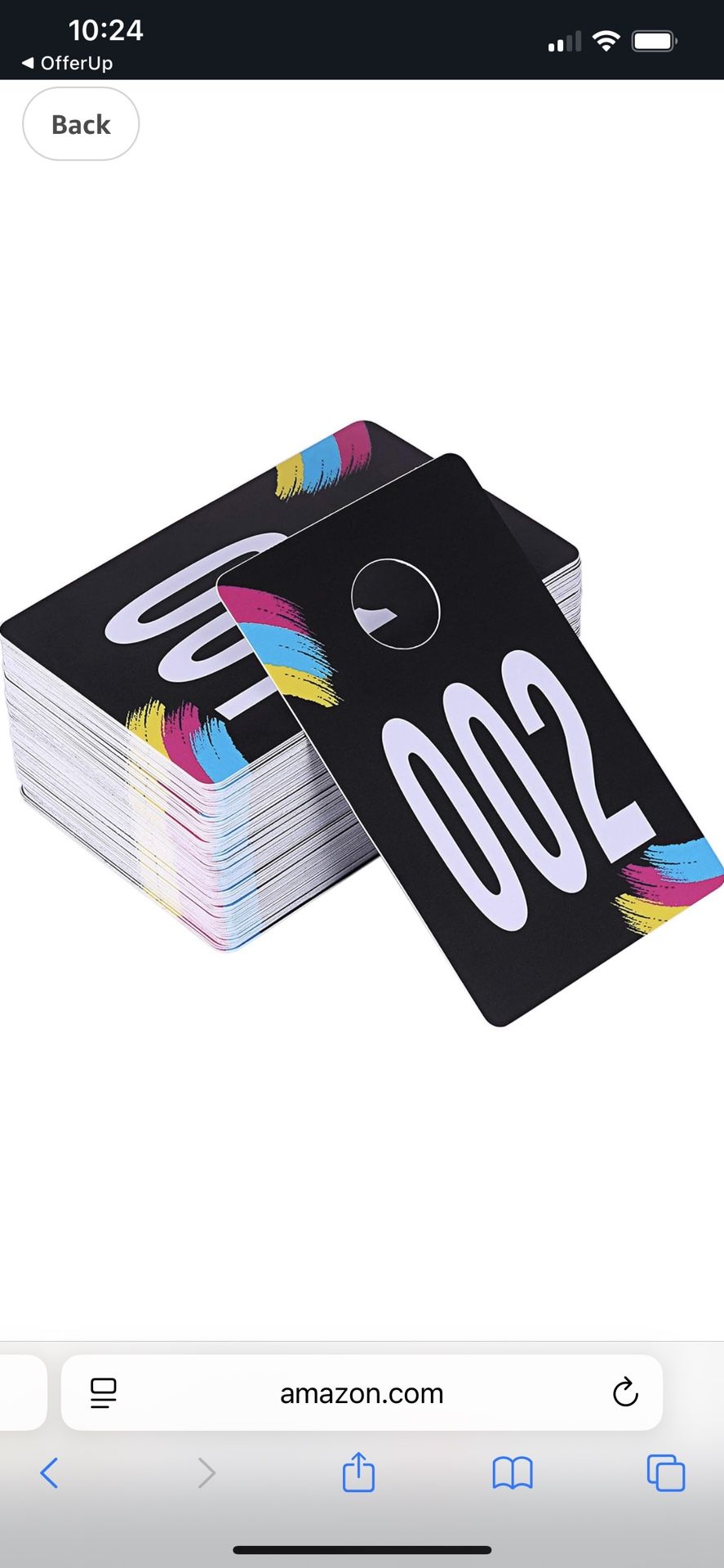 Live Plastic Number Tags- Color Black 