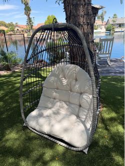 Hanging Egg Chair Basket Swing NEW Cushion — Great Condition Foldable 36”W📍Chandler