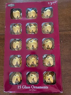 Vintage Christmas 1990's Holiday Time Box of 15 Glass Ornaments 2 1/4"