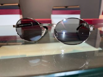🔥Black Marble Arms in Silver with Round Grey Tint Lens