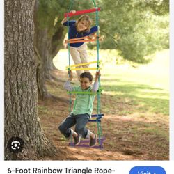 Heathsong Rainbow Triangle Hanging Ladder Outdoor Tree Fits 3 Kids, Will Include Strap And Nice Swivel Hook