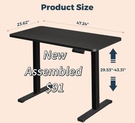 😀 One-Piece Standing Desk 47 x 24 Inches, Small Adjustable Height Desk， Electric Sit Stand Desks Home Office Computer Workstation, Black