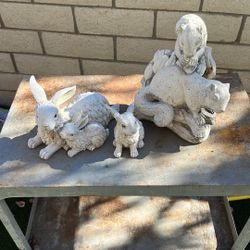Squirrel And Rabbit Statues 