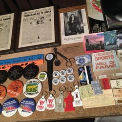 Big Lot Of Chicago Illinois State Advertising Souvenirs Mega Millions Lottery RTA Pictures Tickets Matchboxes Brookfield Zoo Ruler And More