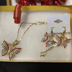 Gift Mother Day Gold Plated  14 K Necklace Set