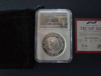 2020 Somalia 2 OZ Silver Trump Coin: Ultra High Relief -Graded 70 coin