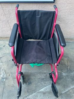 Folding Transport Wheelchair Red Frame