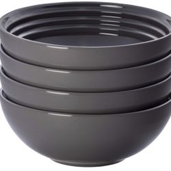 NEW Le Creuset Stoneware Set Of 4 Soup Bowls, 22oz, Color Oyster 