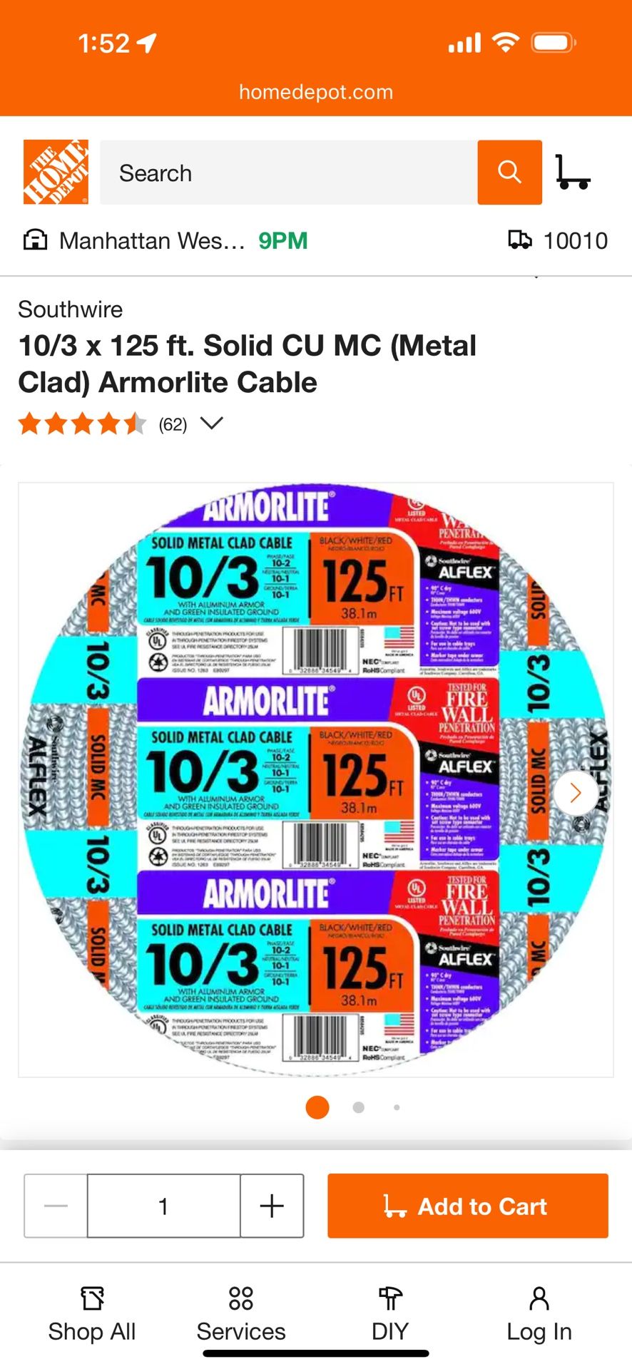 ARMOLITE Cable 10/3 125