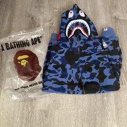 Navy Blue Camo BAPE Hoodie Brand New