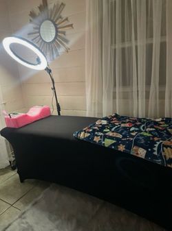 Black Massage/Lash Bed with Ring Light