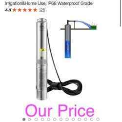 Deep Well Submersible Pump, 1HP 230V/60Hz, 37gpm Flow