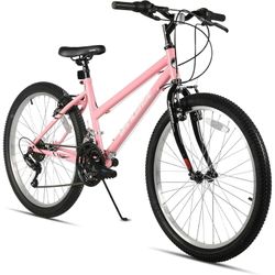 Mountain Bike with 18 Speed, HILAND BAMCBASE Pink 24'' Step through , High Tensile Steel Frame Bicycle, MTB Women Pink BAMC023pk-24 , NEW