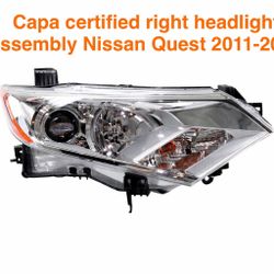 Capa certified right headlight assembly Nissan Quest 2011 to 2013
