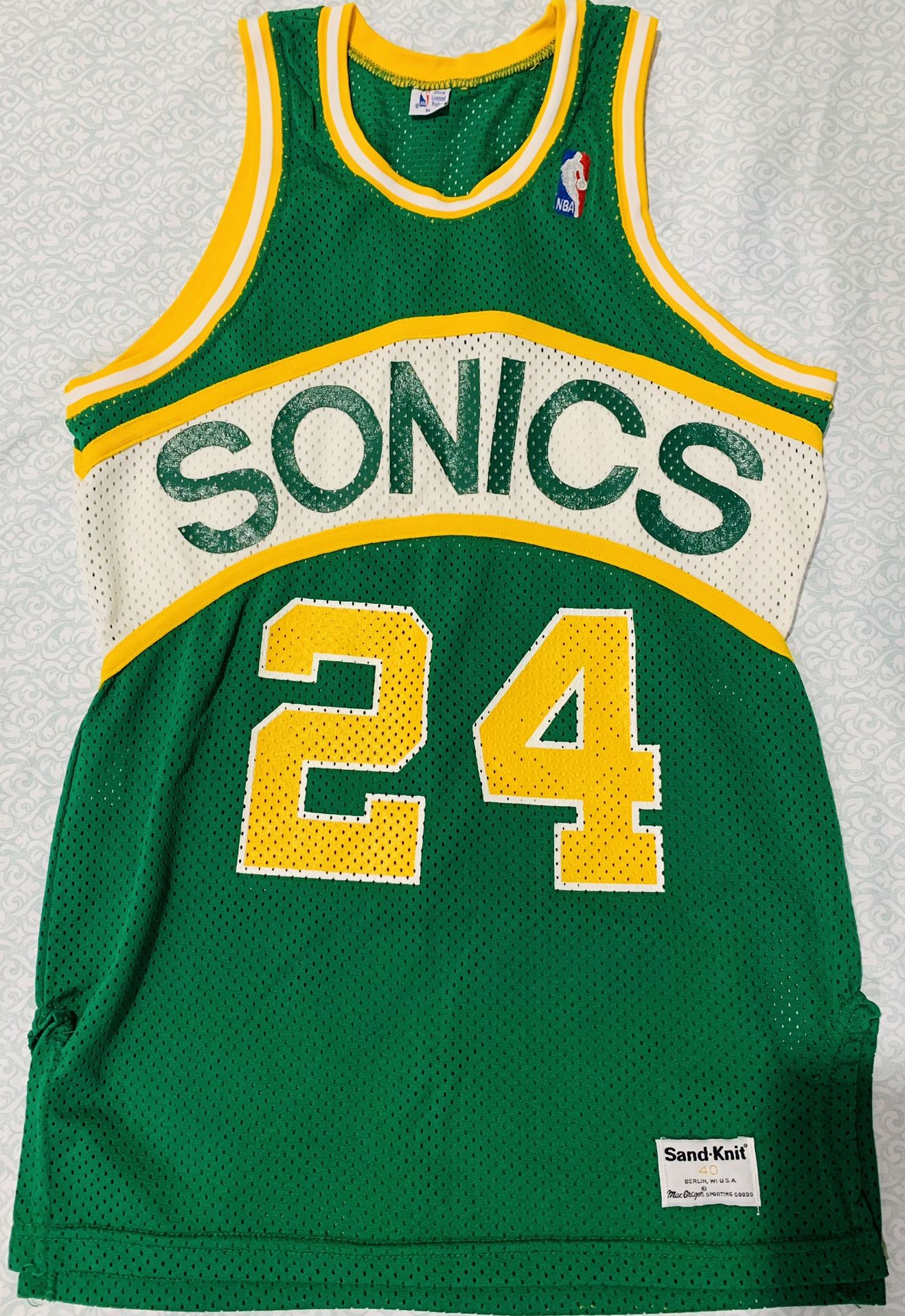 Vtg Tom Chambers Sandknit Seattle Super Sonics Screenprinted Jersey