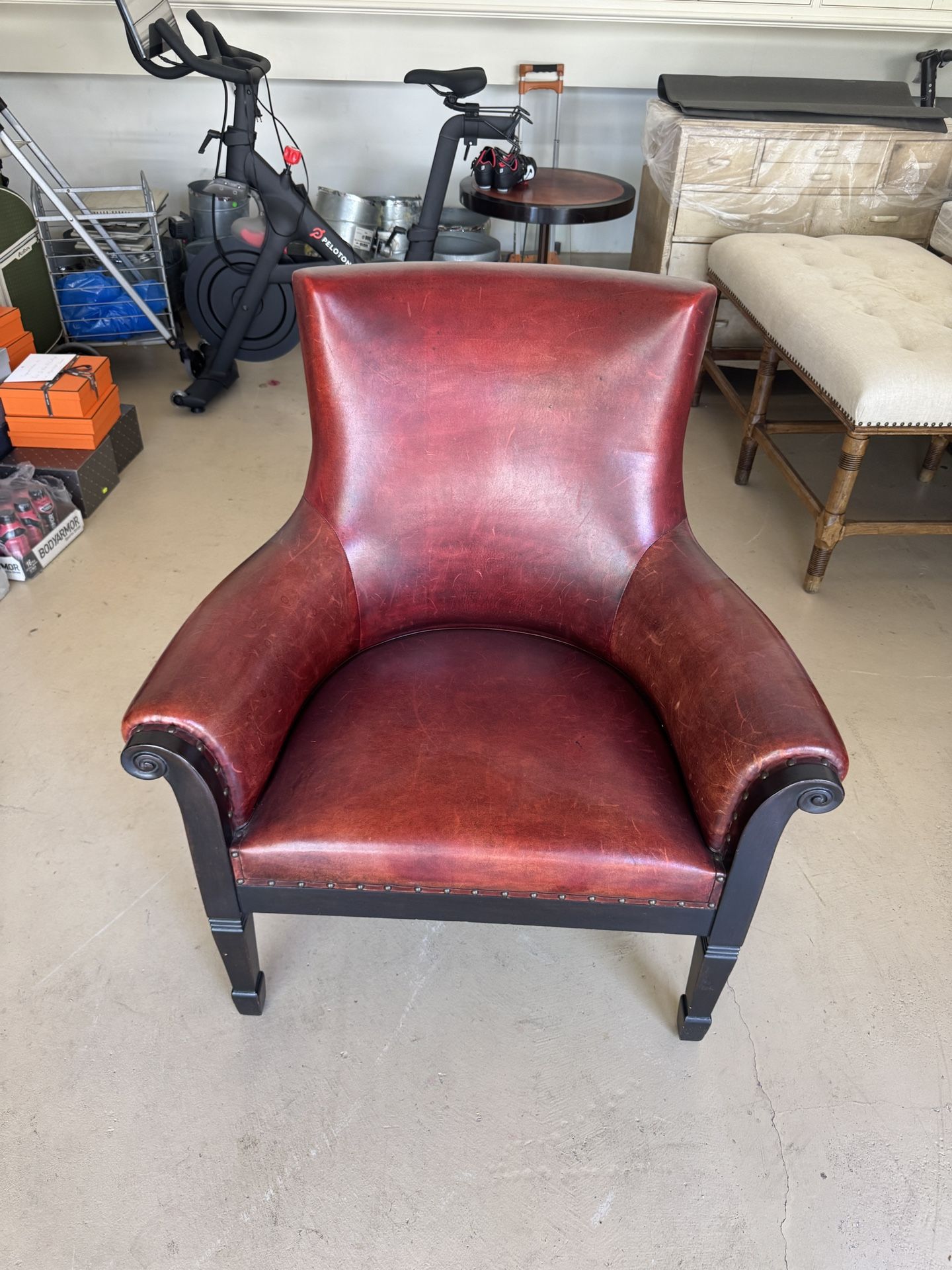 Vintage Red Leather Arm Chair