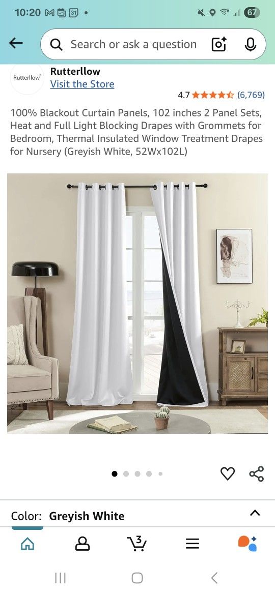 Unopened Rutterllow Blackout Curtains, 52" x 72"