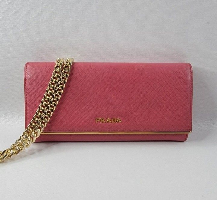 Authentic Prada Saffiano Long Wallet With Chain