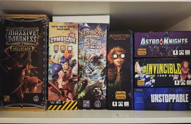 Zombicide 2E, Zombicide White Death, Massive Darkness 2, Arkham Horror LCG core set