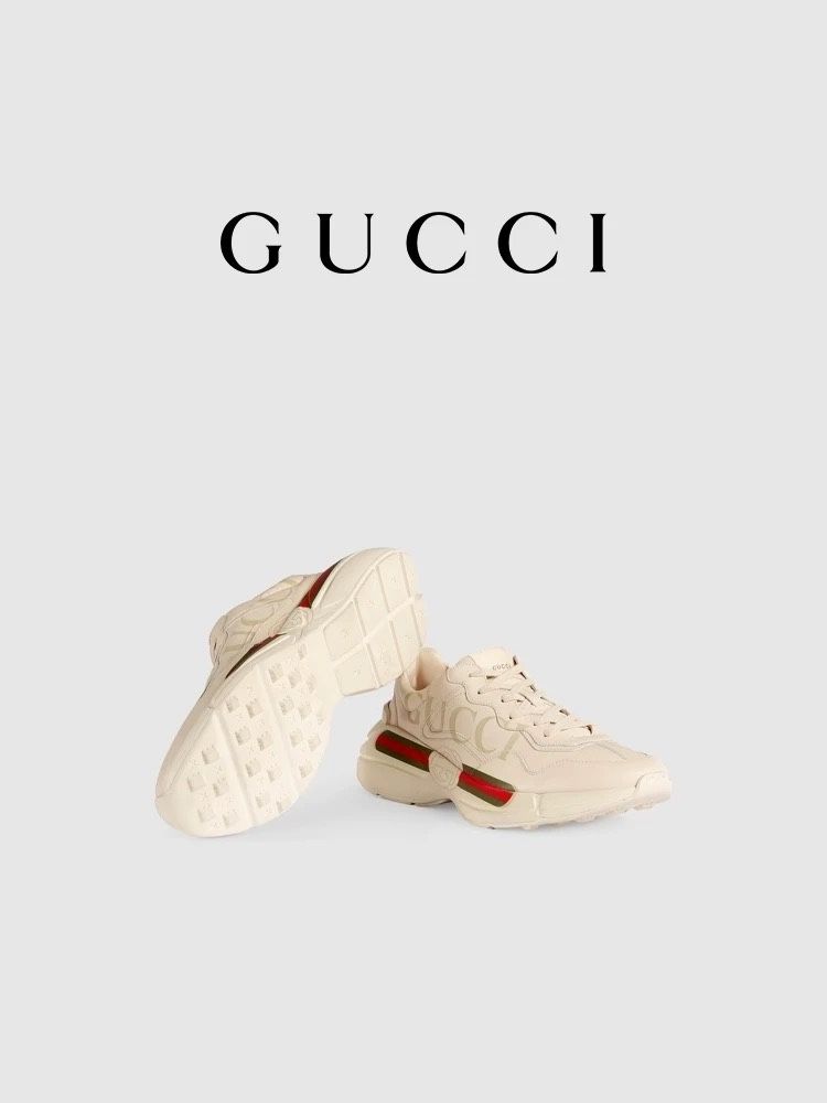 GUCCI Gucci Rhyton Series Men's Gucci Logo Cowhide Sneakers