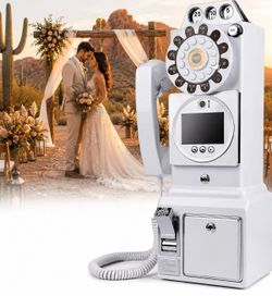 Like New 1080P Video Audio Guest Book Retro Wedding Phone 32GB White 1957 Style