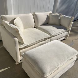 Cozy Neutral Sofa + Ottoman – Great Condition